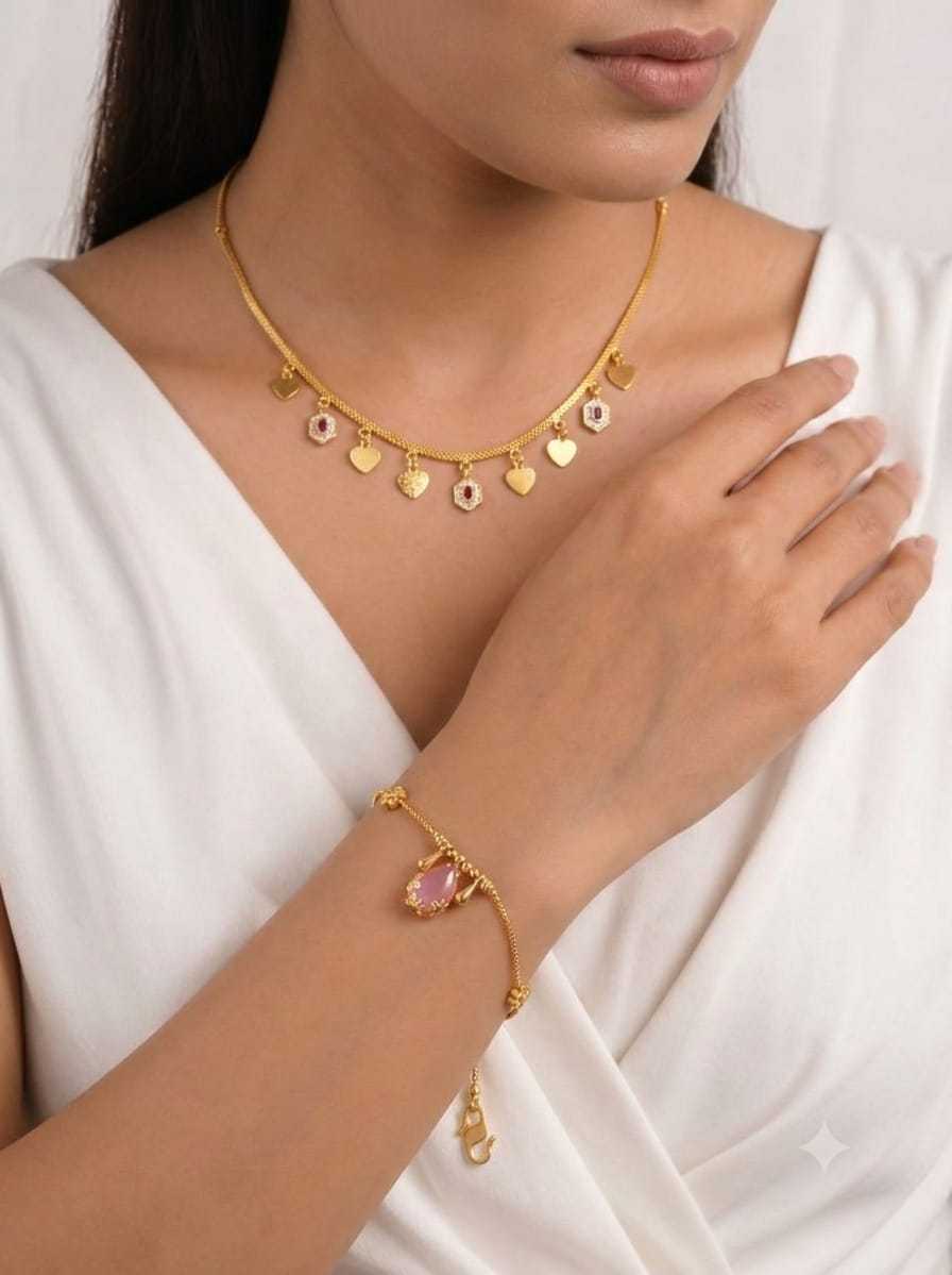 Mint Jade Necklace & Bracelet Combo Set
