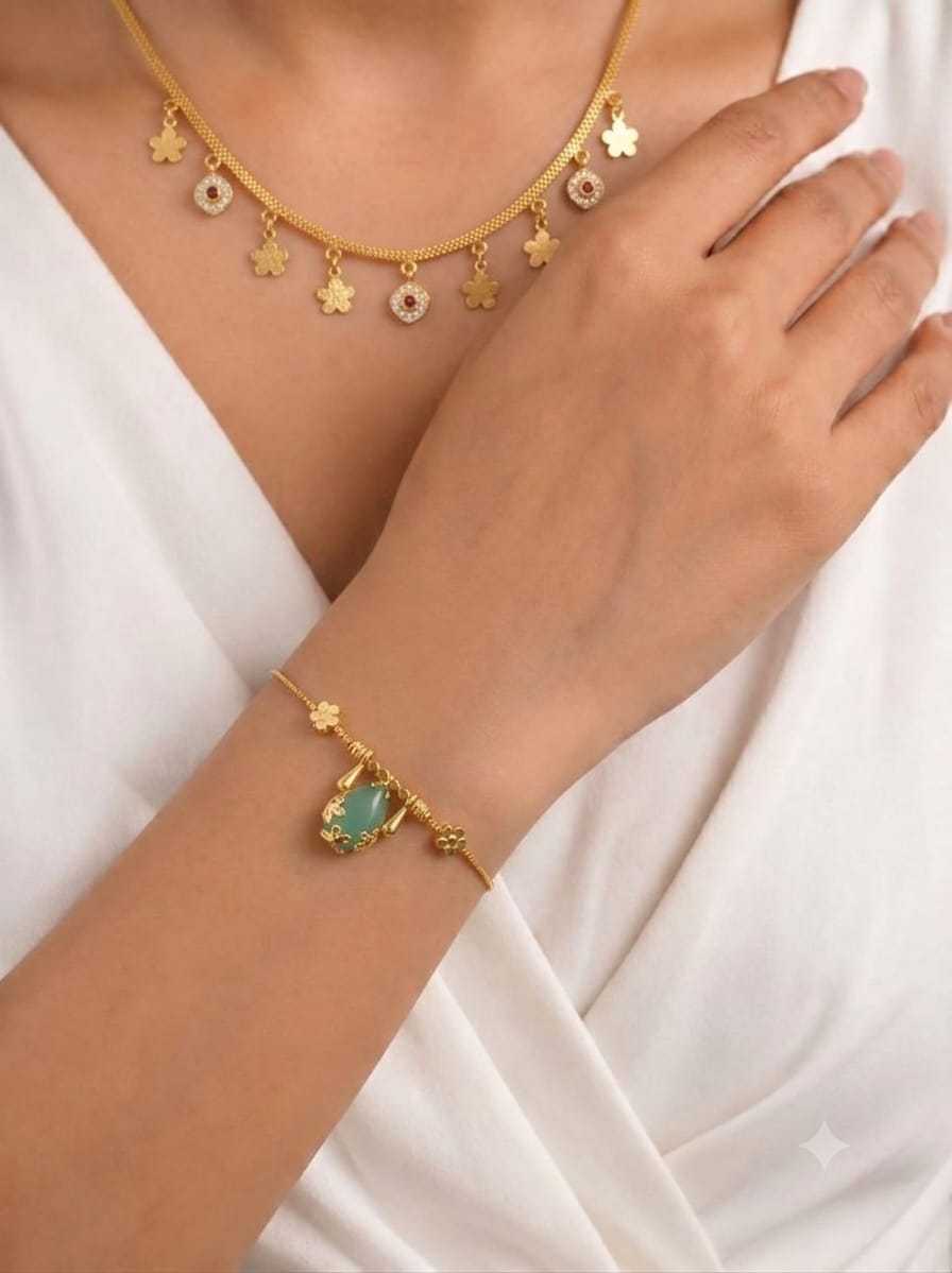 Mint Jade Necklace & Bracelet Combo Set