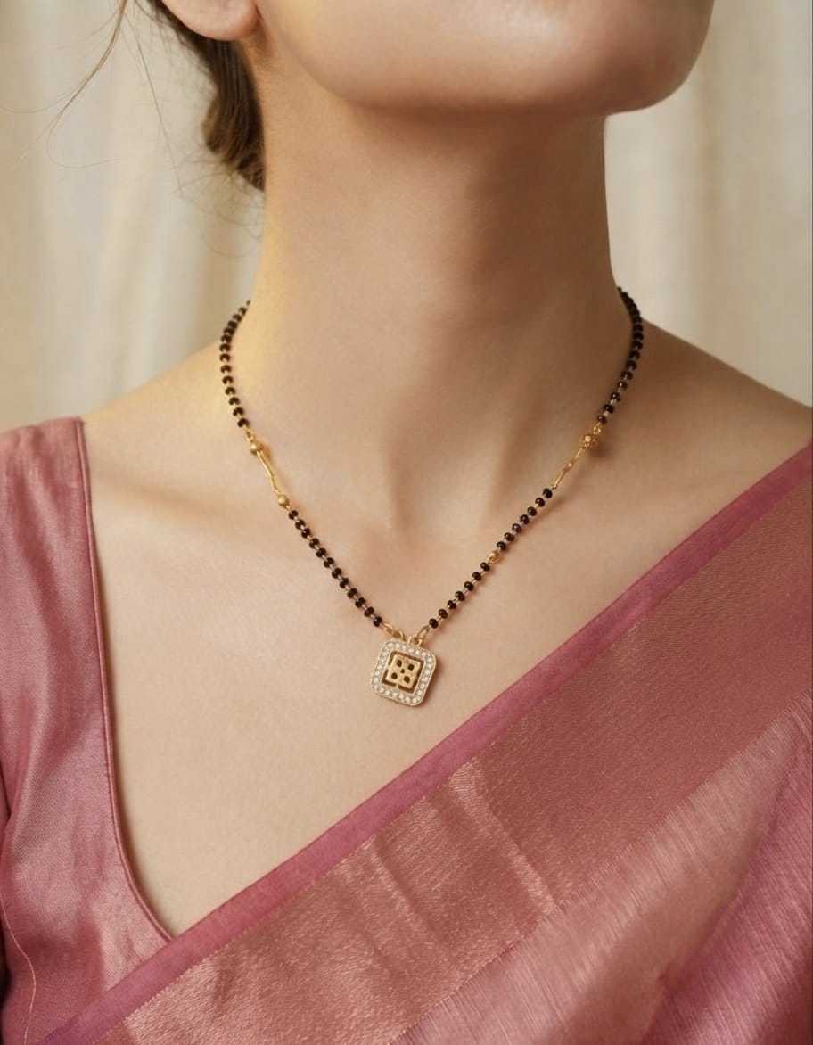 Modern CZ Pendant Short Mangalsutra