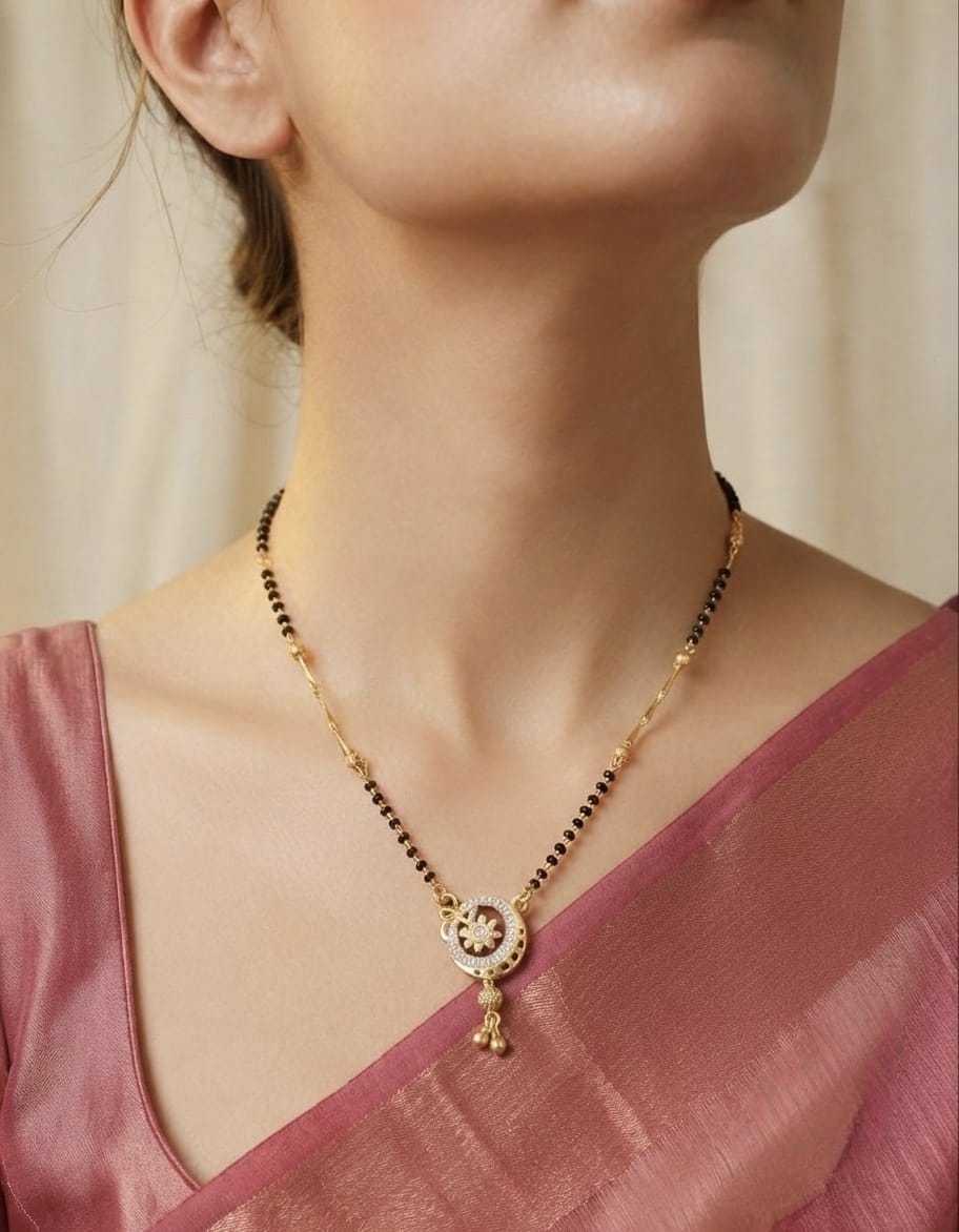 Modern CZ Pendant Short Mangalsutra