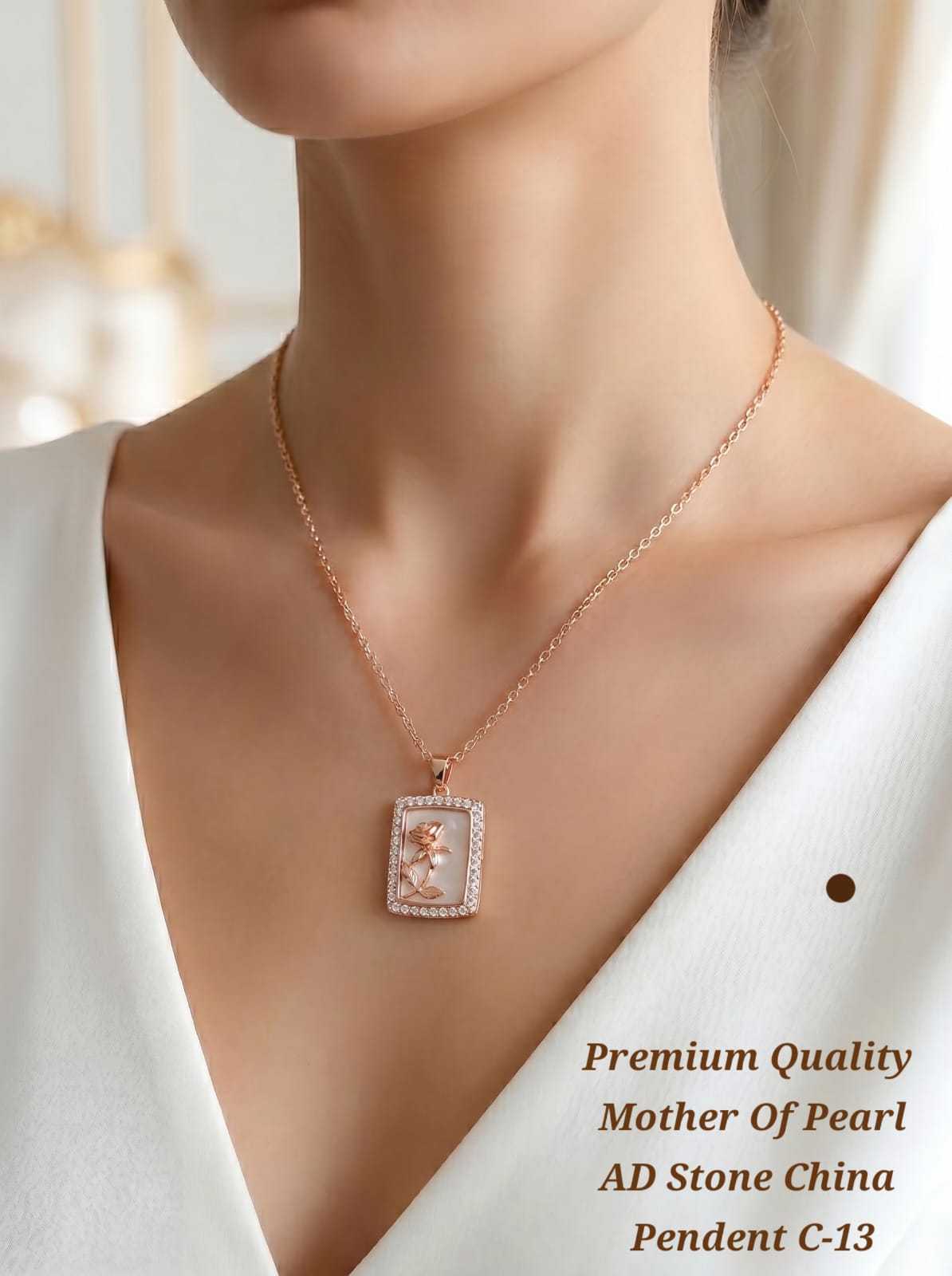 Mother of Pearl AD Pendant in Rose Gold