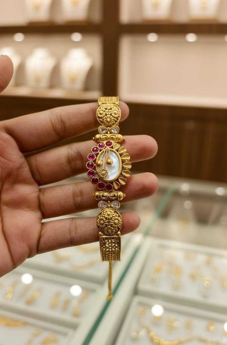 Mother-of-Pearl Dial Watch with Floral Filigree