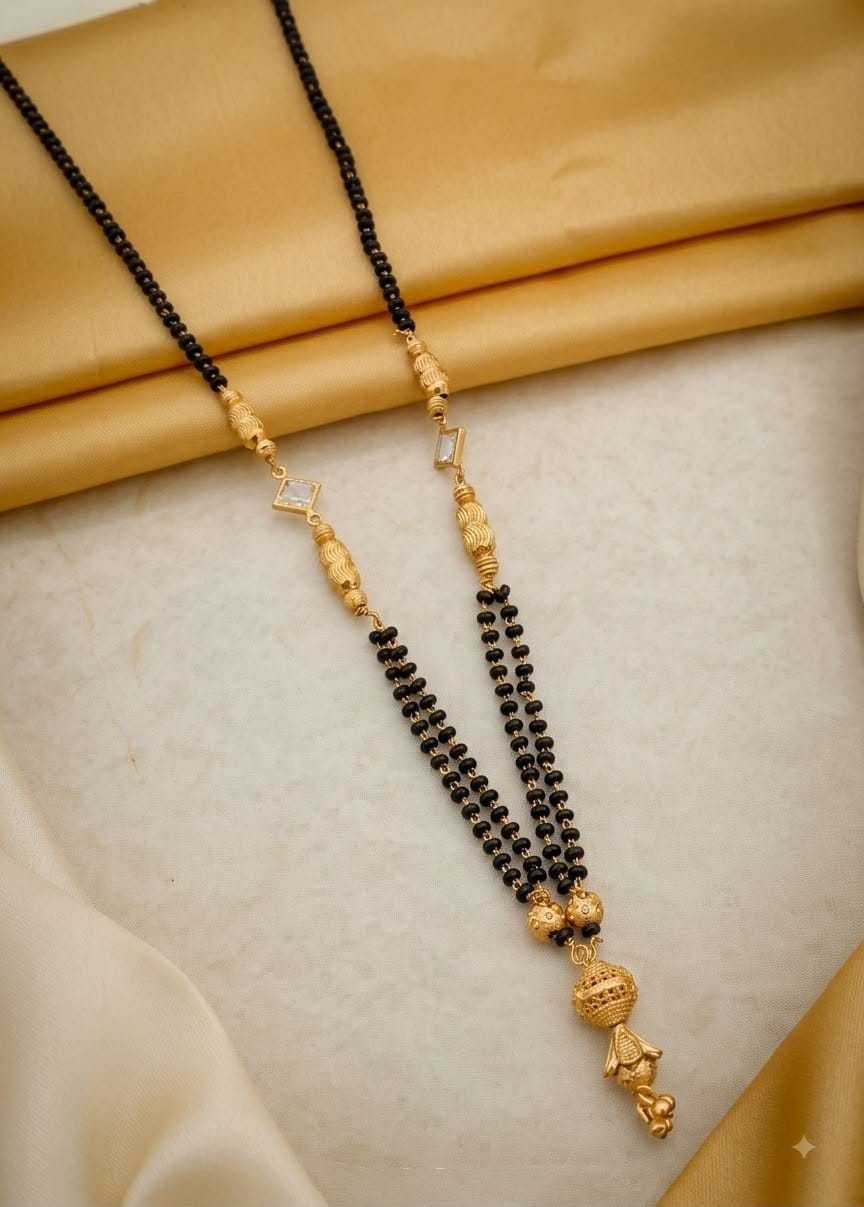 Multi-Strand Black Bead Mangalsutra with Designer Pendant