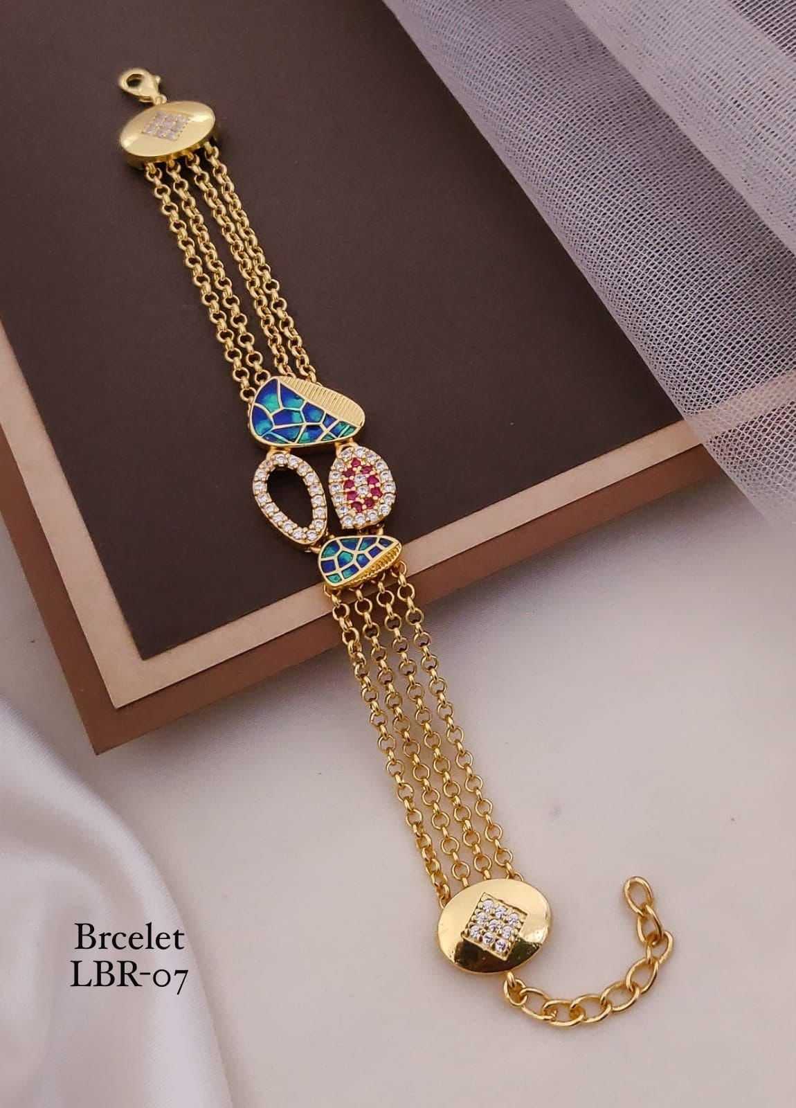 Multi Strand Designer Bracelet with Blue Enamel