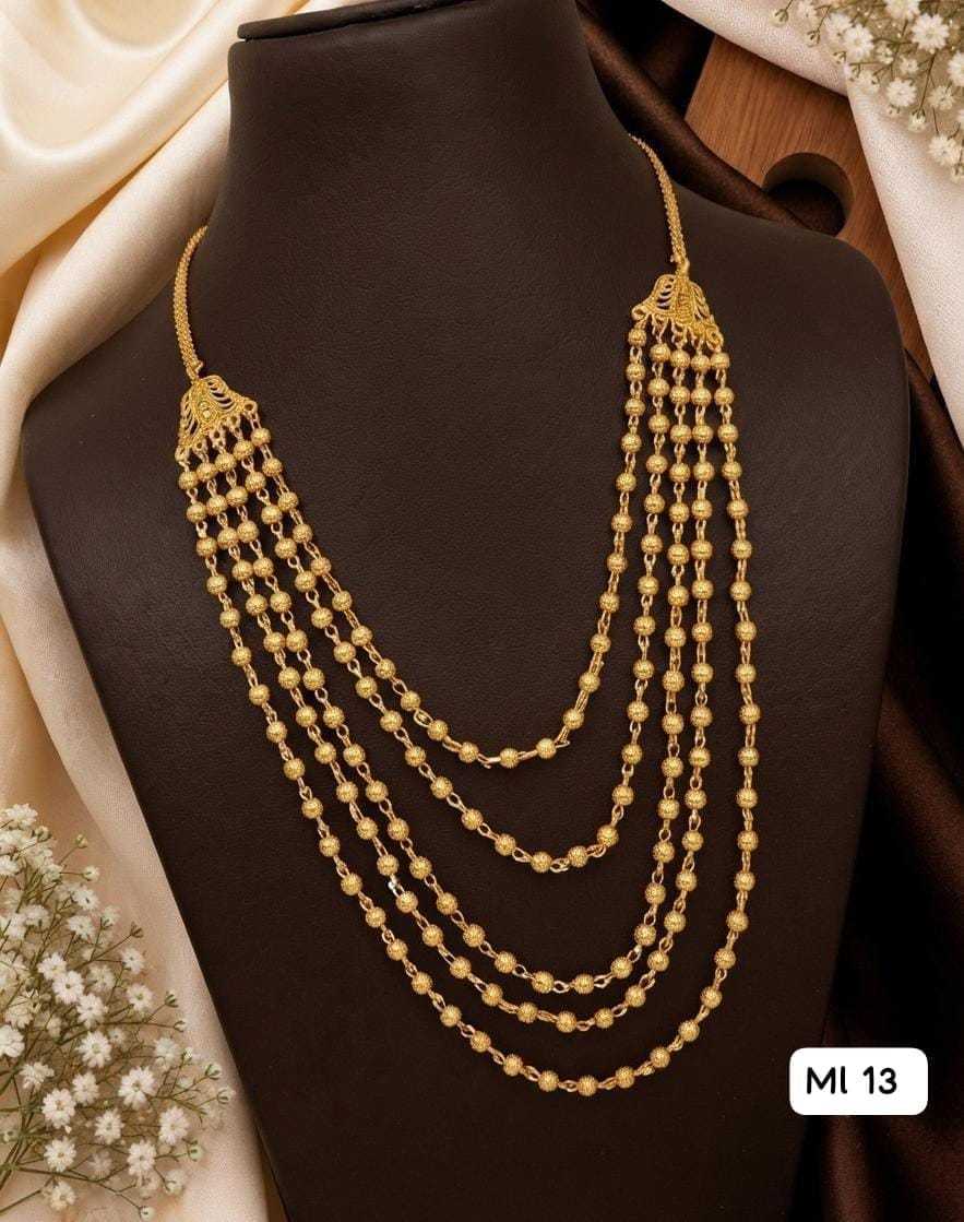 Multi Strand Gold Bead Rani Haar Necklace