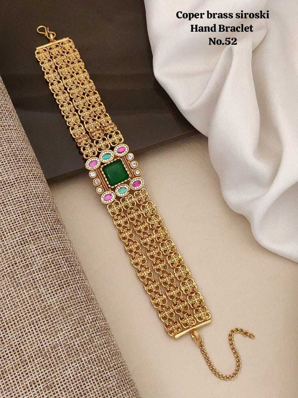 Multi Strand Jaal Hand Bracelet with Stone Centre
