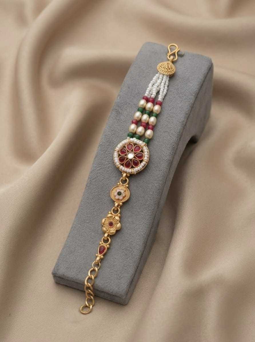 Multi Strand Pearl Kada with Kundan Centrepiece