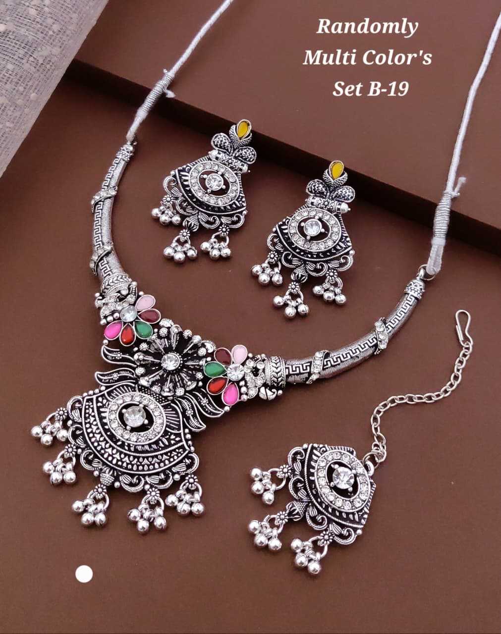 Multicolour Enamel Shield Pendant Necklace Set
