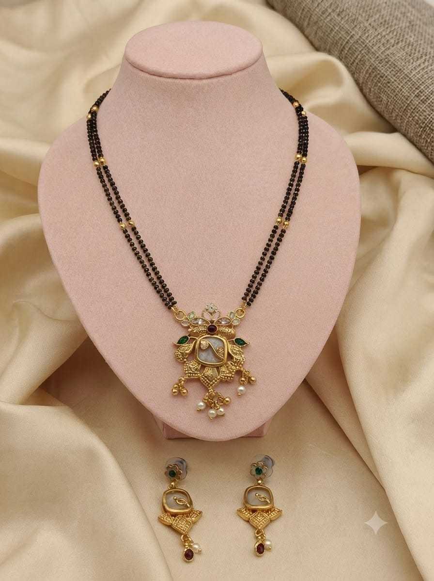 Multicolour Stone Pendant Double Strand Mangalsutra