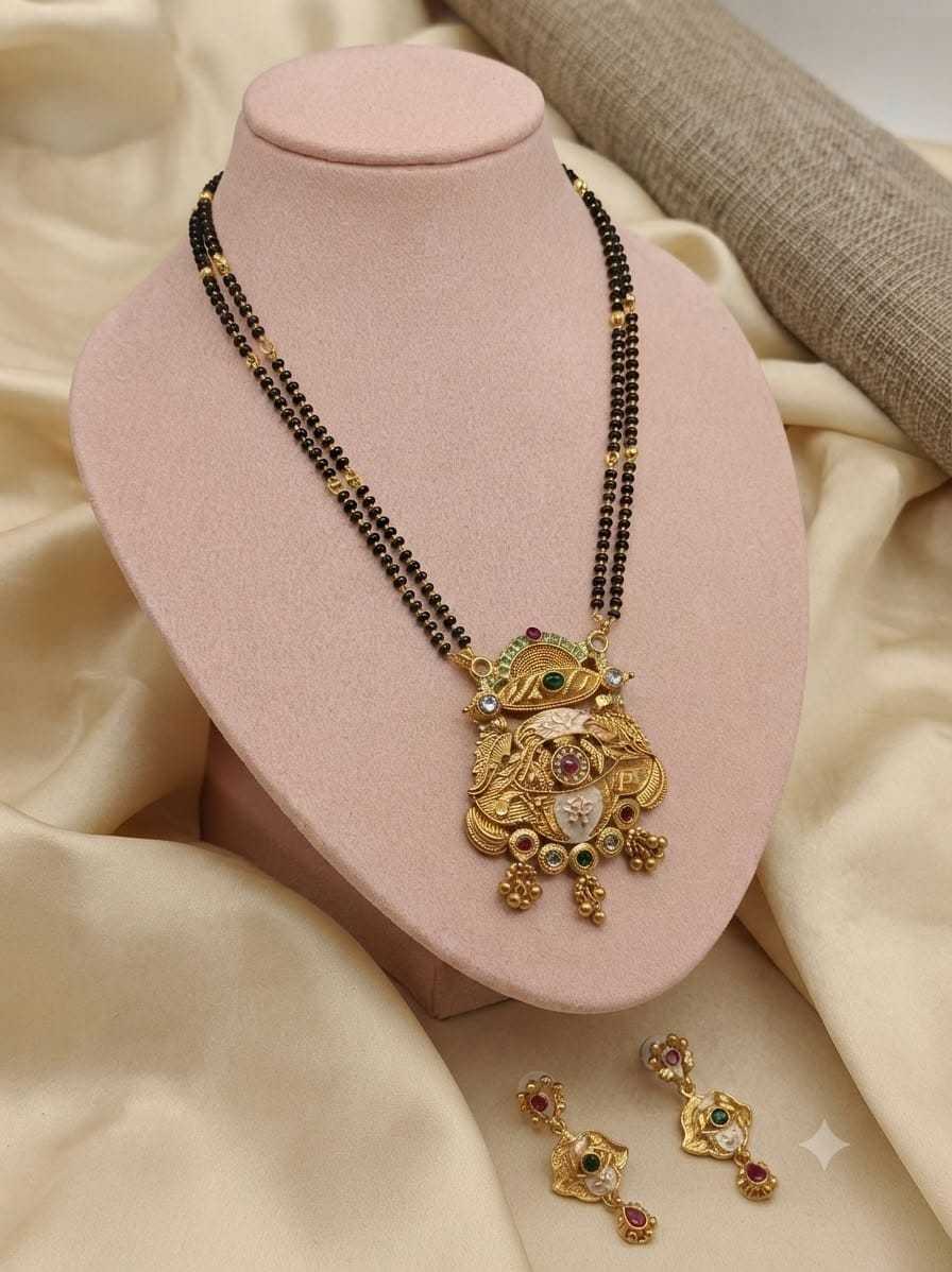 Multicolour Stone Pendant Double Strand Mangalsutra
