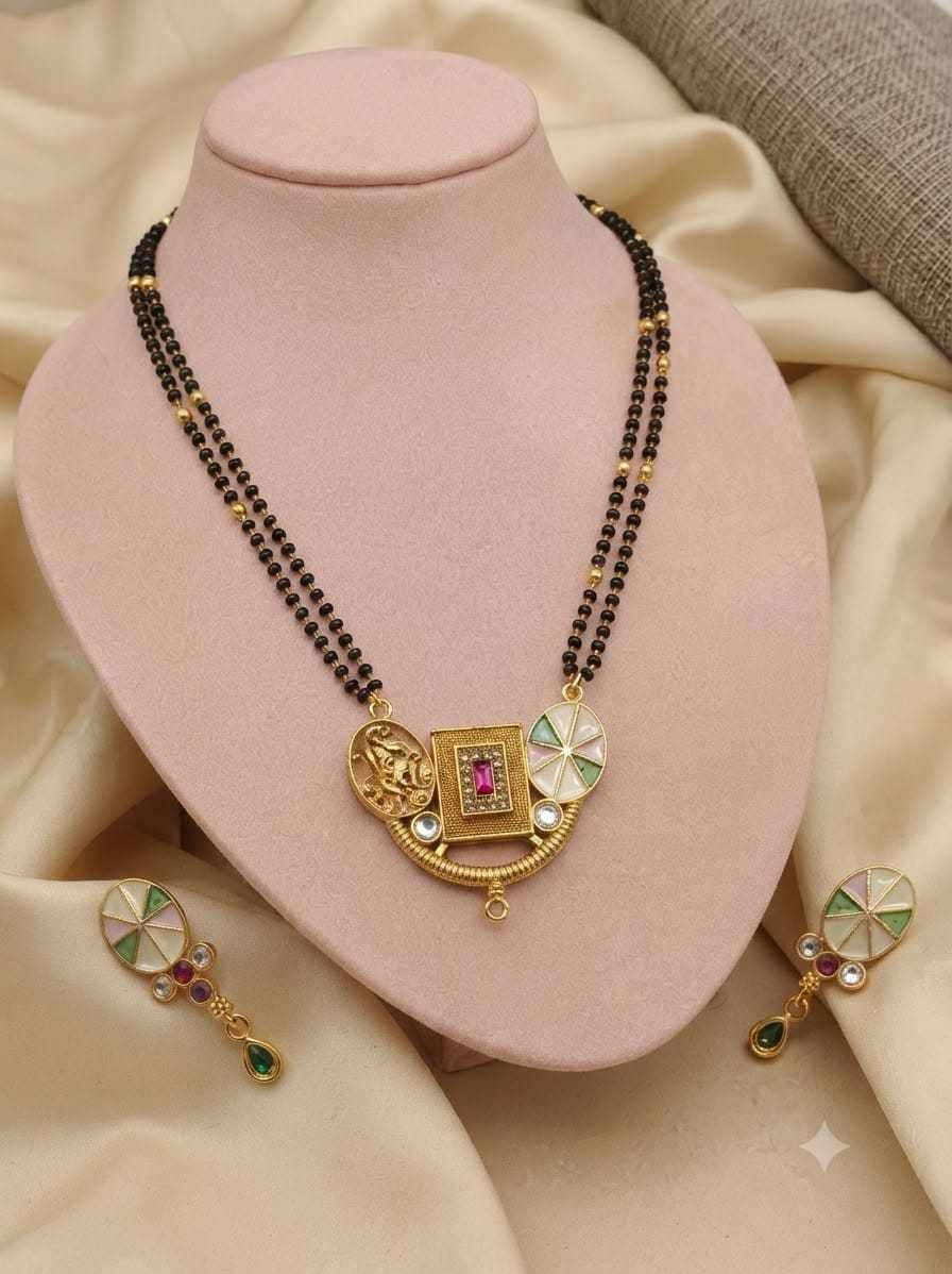 Multicolour Stone Pendant Double Strand Mangalsutra