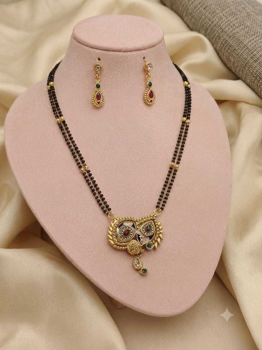 Multicolour Stone Pendant Double Strand Mangalsutra