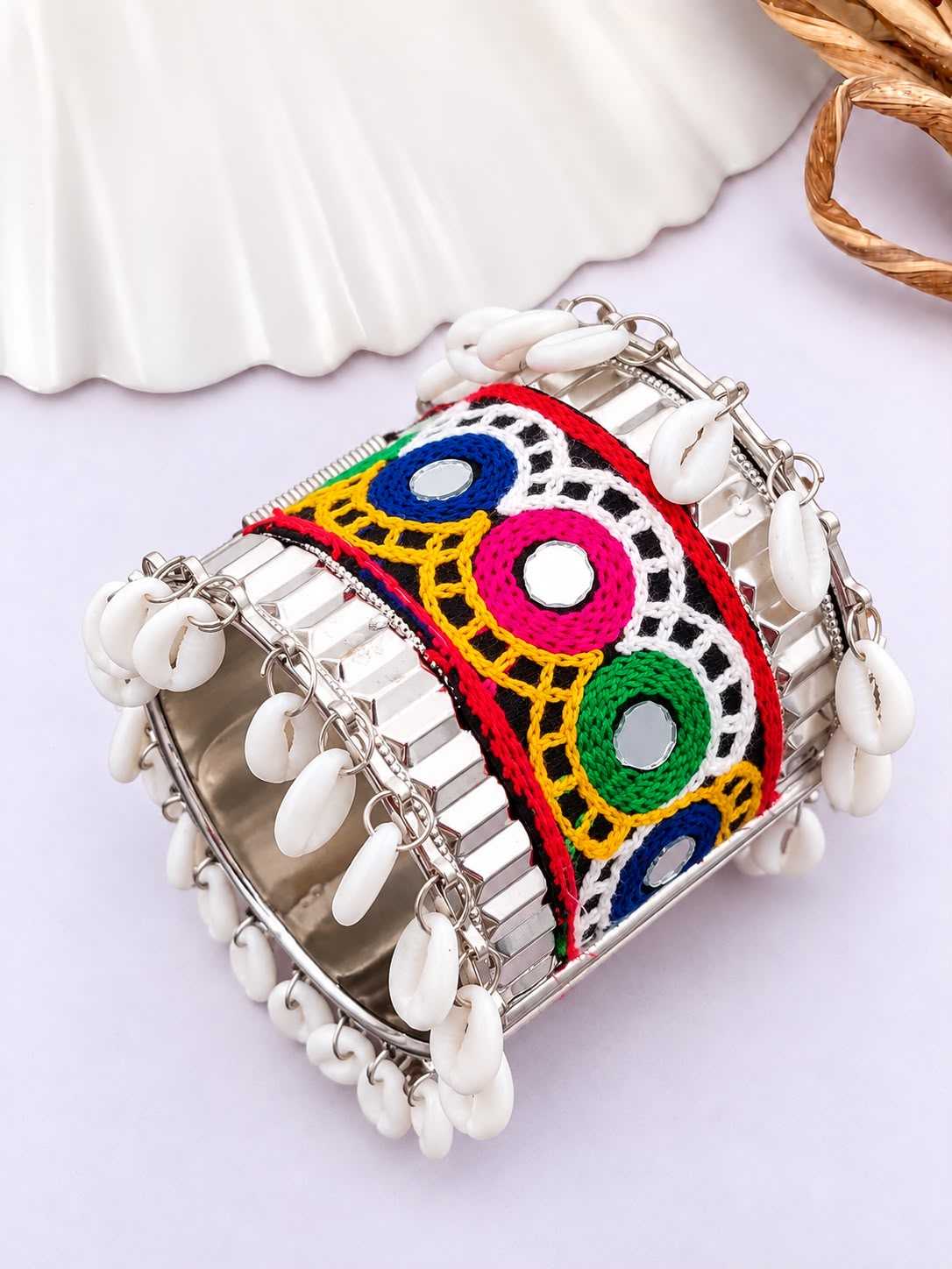 Navratri Mirror Work Kada with Cowrie Shells and Ghungroo