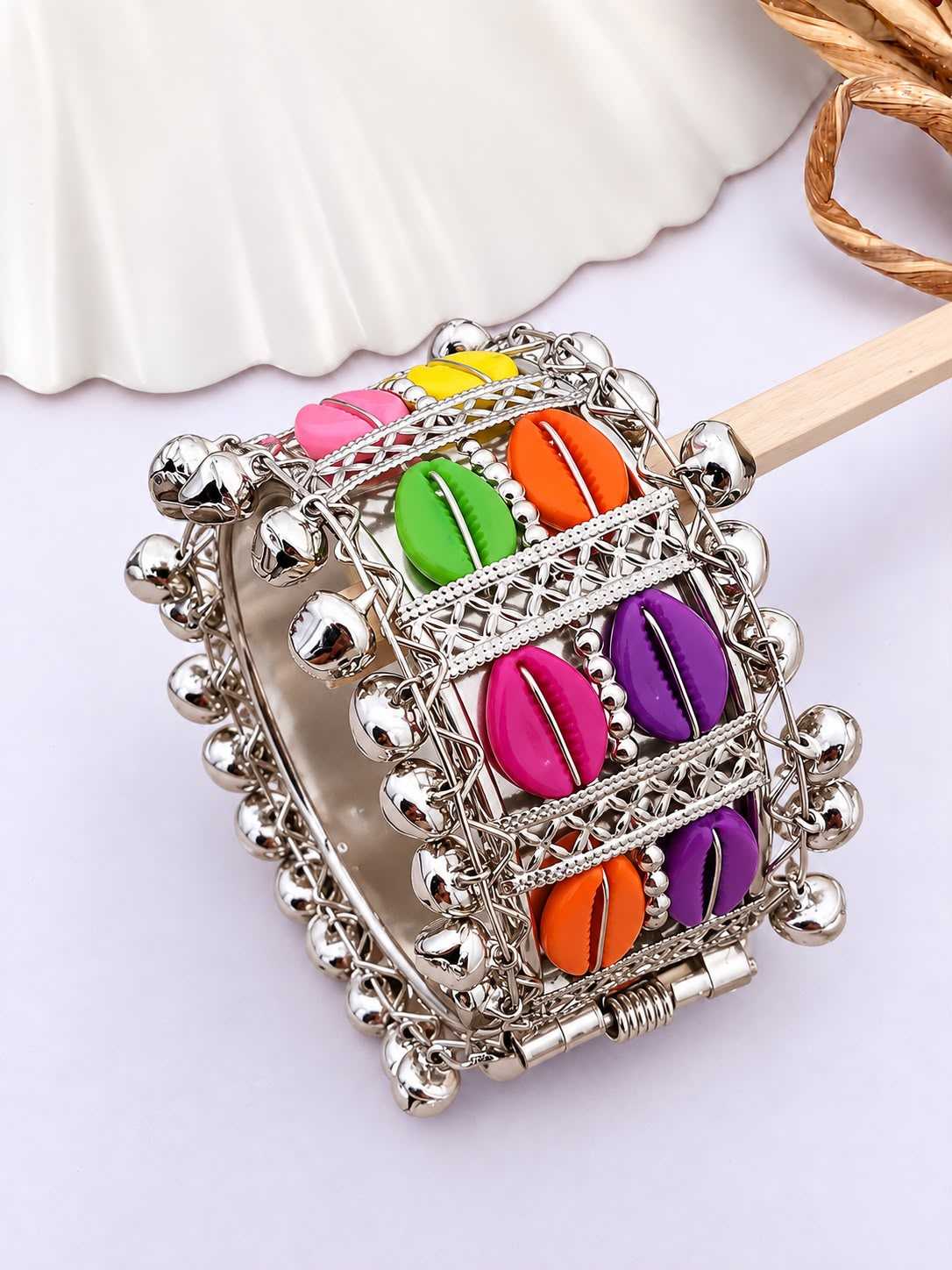 Navratri Mirror Work Kada with Cowrie Shells and Ghungroo
