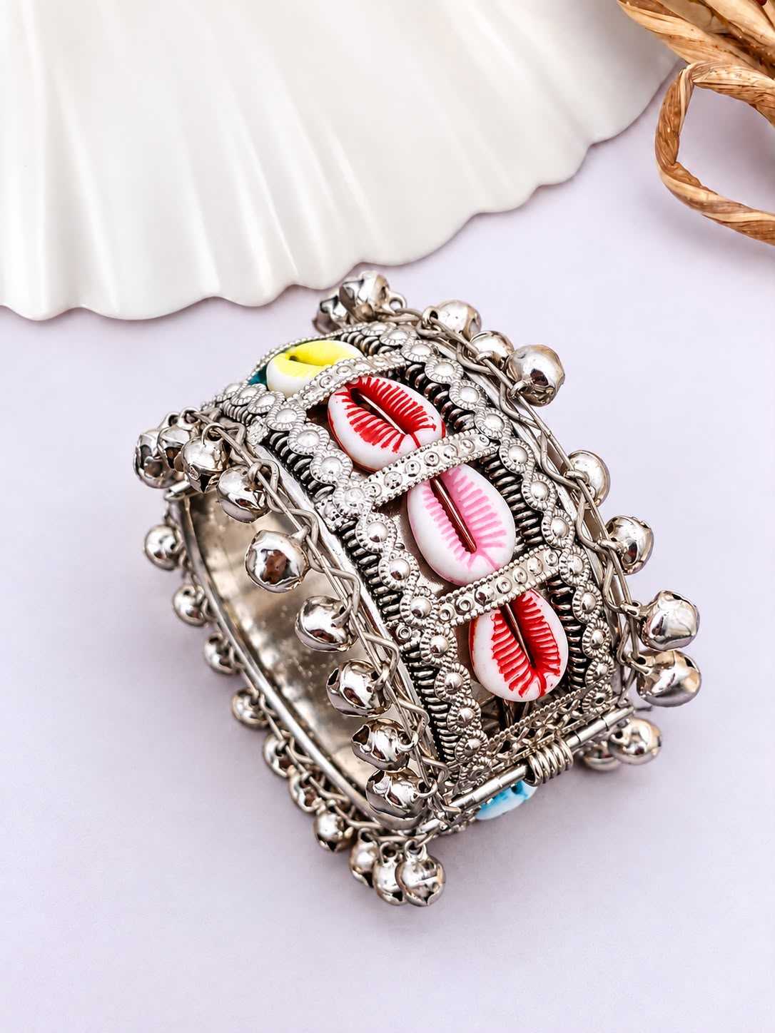 Navratri Mirror Work Kada with Cowrie Shells and Ghungroo