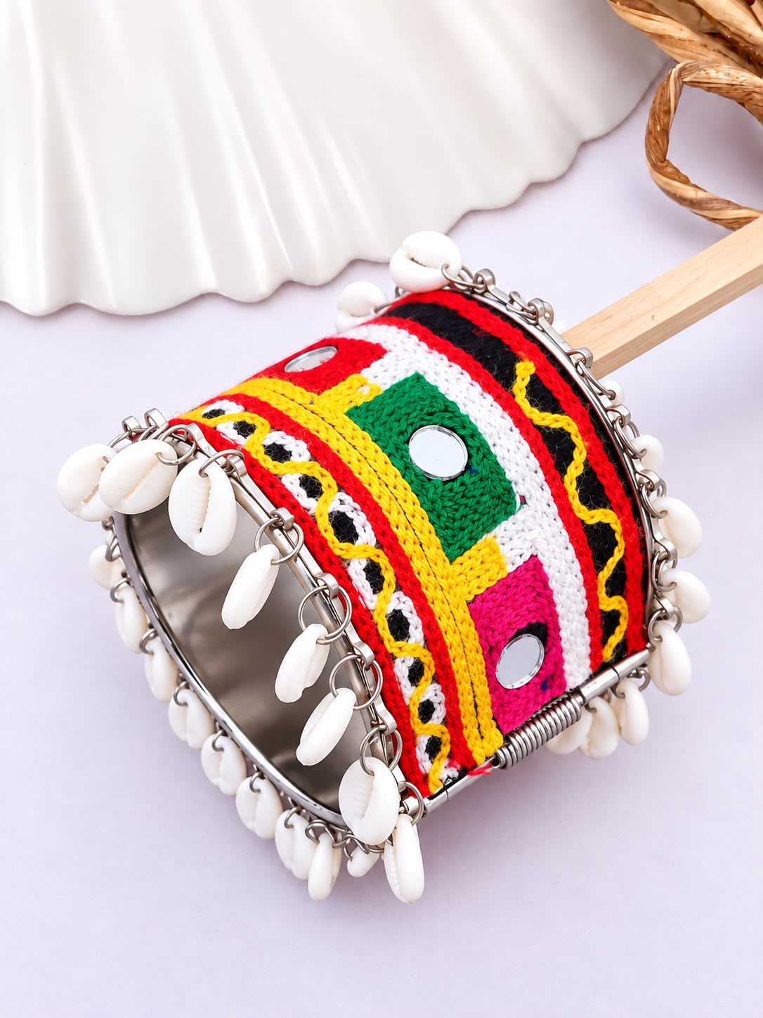 Navratri Mirror Work Kada with Cowrie Shells and Ghungroo