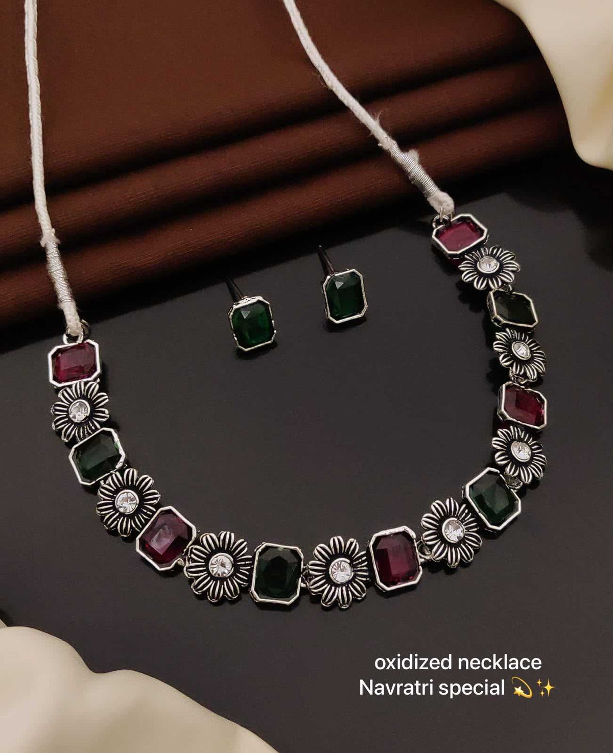 Navratri Multi-Colour Oxidised Choker Set