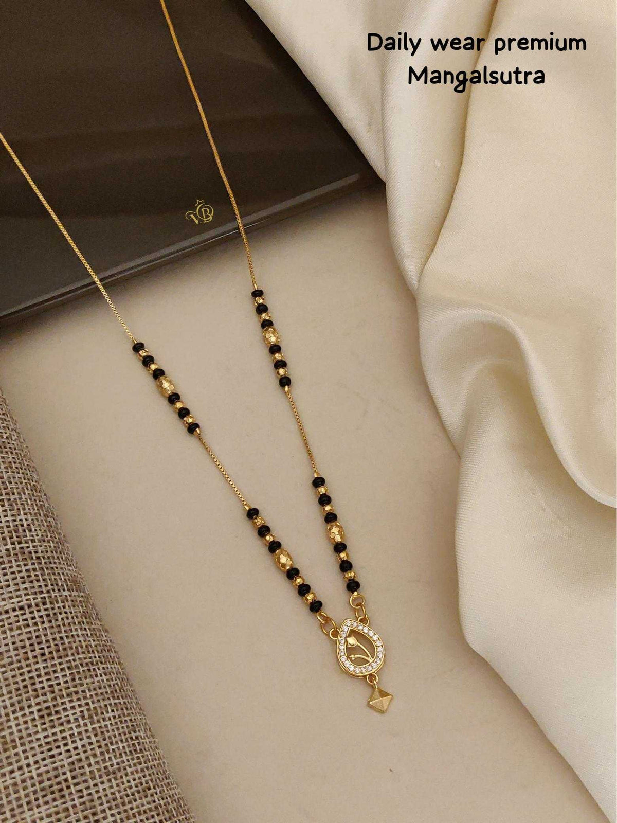 Open Ring Pendant Mangalsutra with Crystals