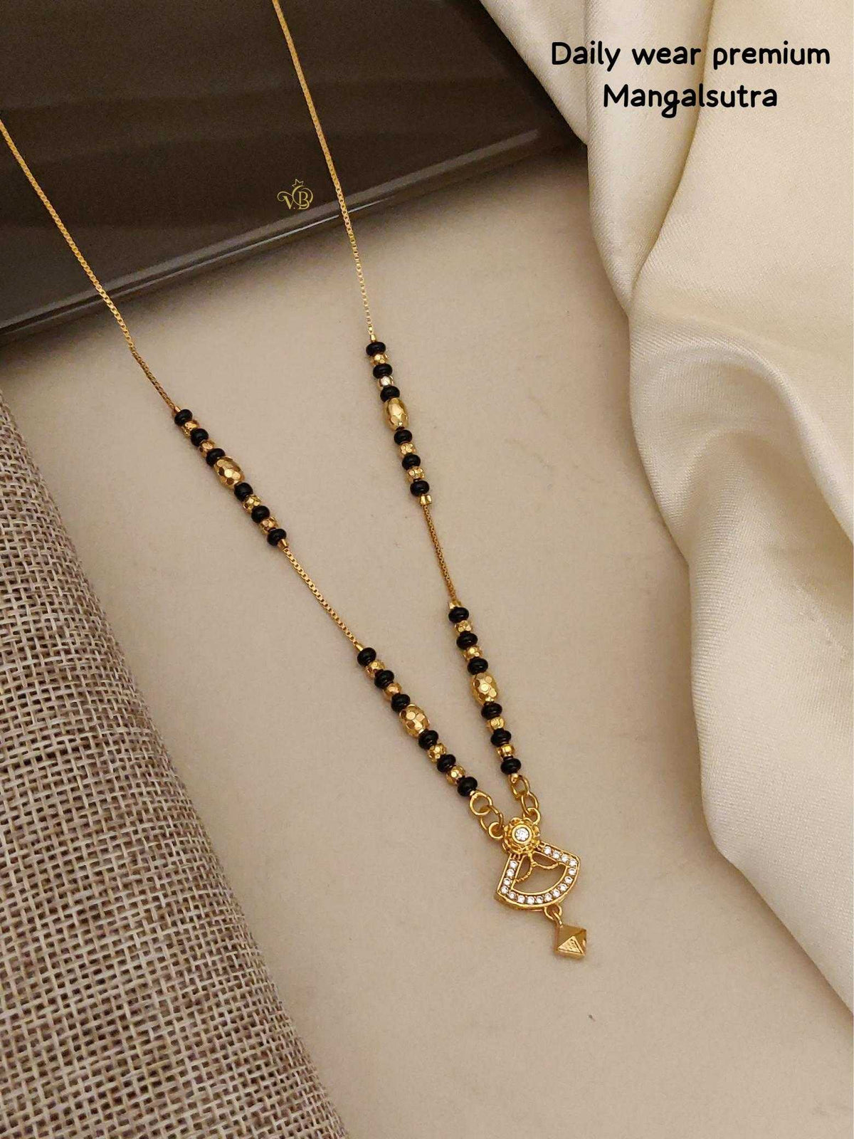 Open Ring Pendant Mangalsutra with Crystals