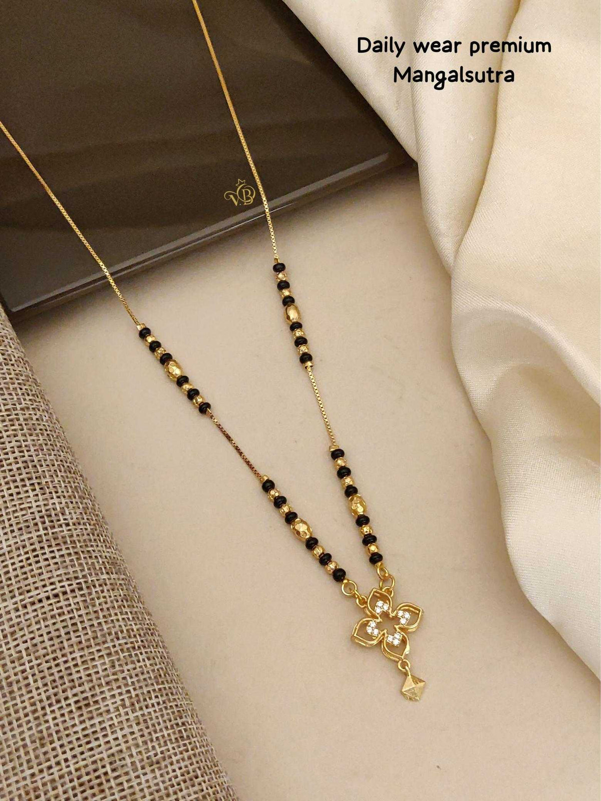 Open Ring Pendant Mangalsutra with Crystals