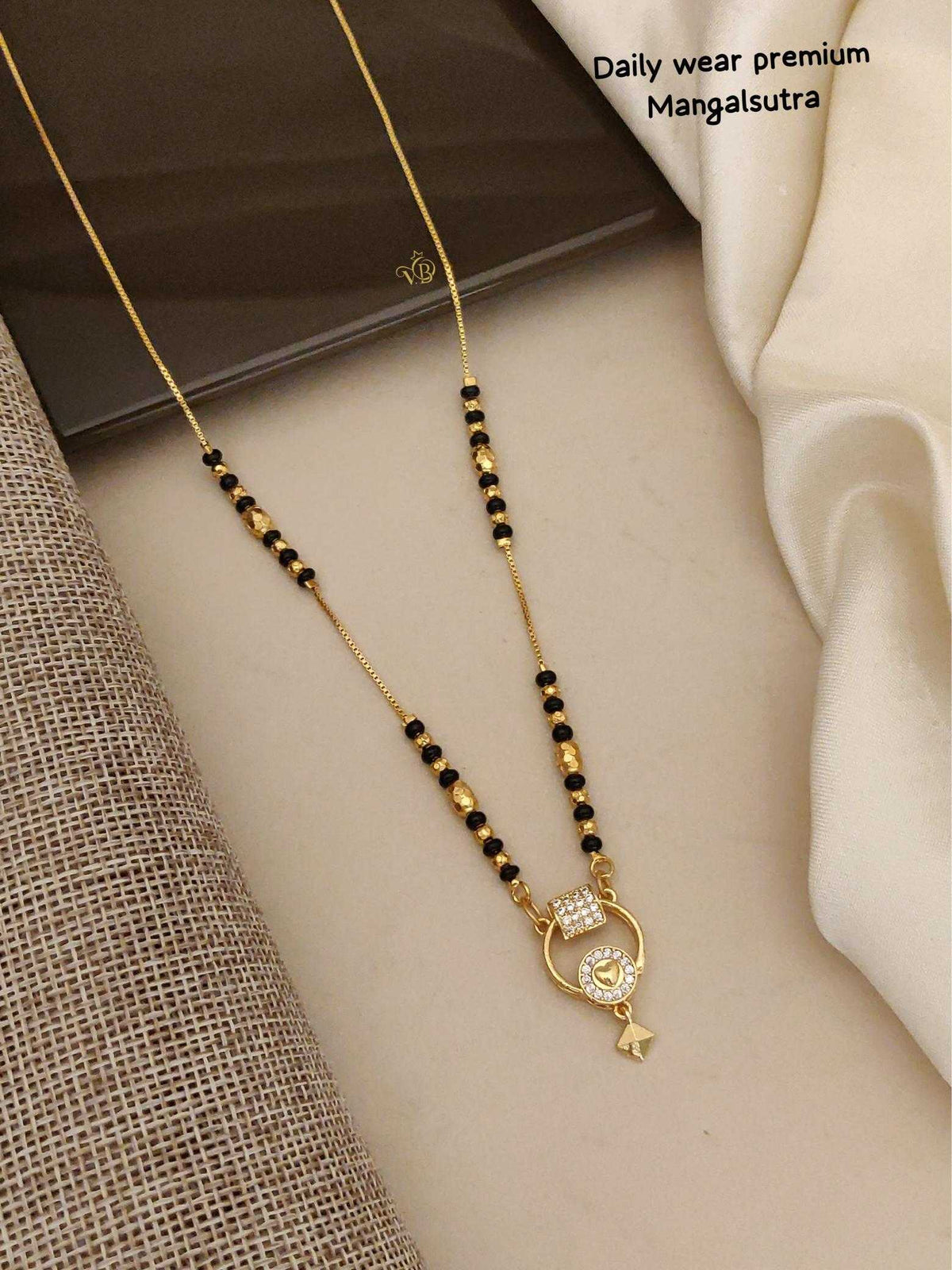 Open Ring Pendant Mangalsutra with Crystals