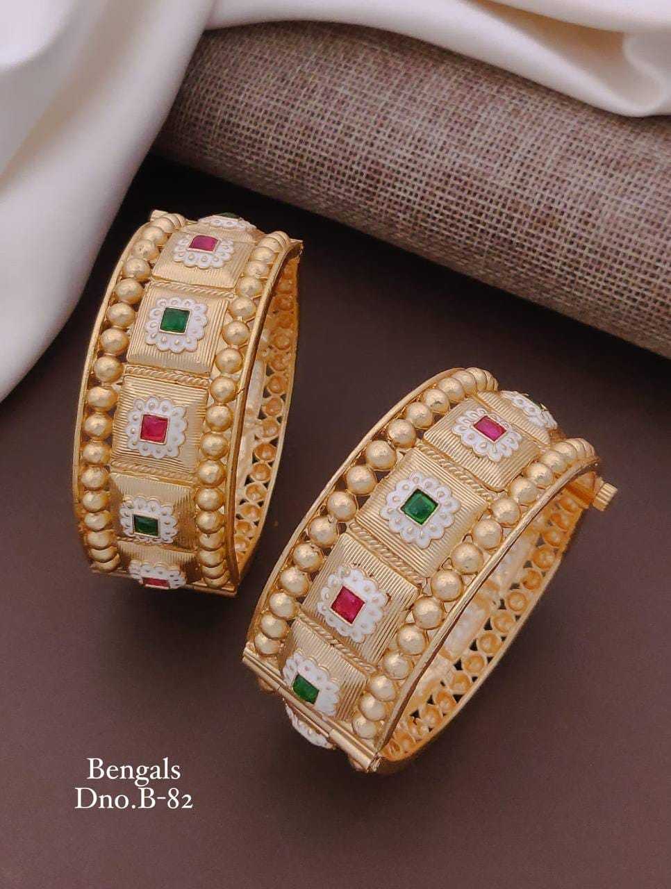Openable Bangle with Red Green Squares & Enamel