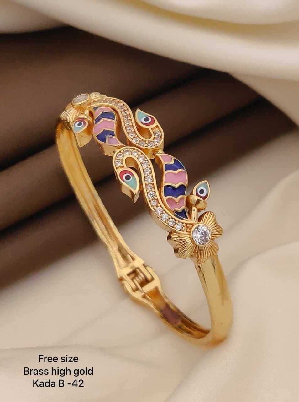 Openable Kada with Peacock Feather & Meenakari Work