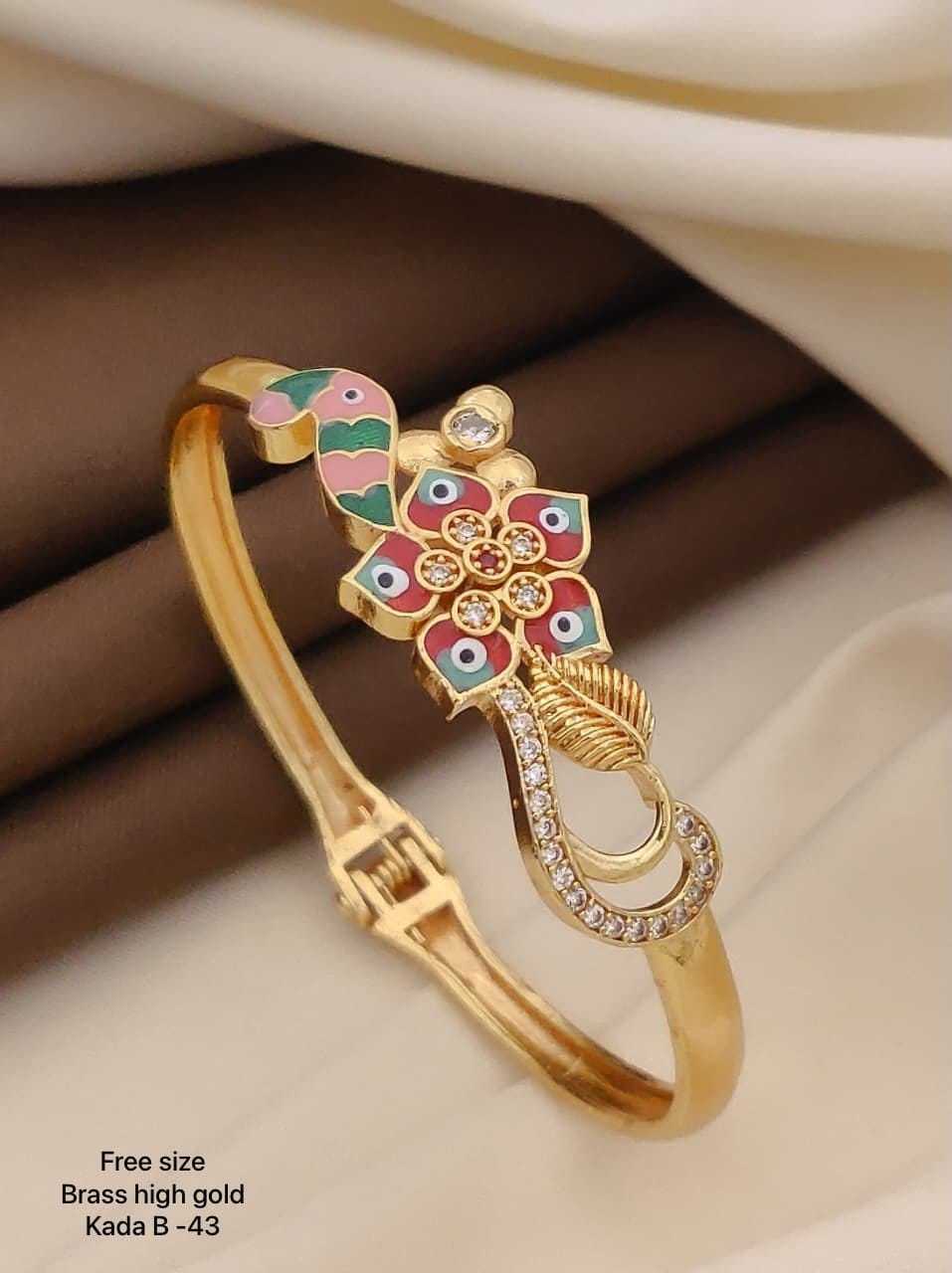 Openable Kada with Peacock Feather & Meenakari Work