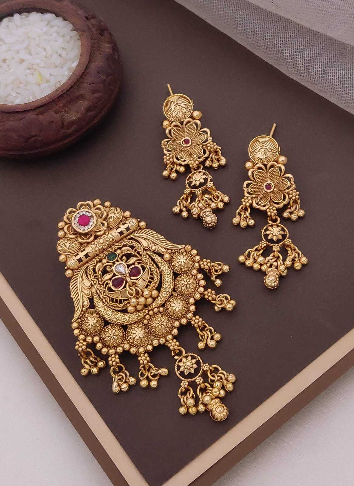 Ornate Traditional Pendant with Hanging Bead Drops