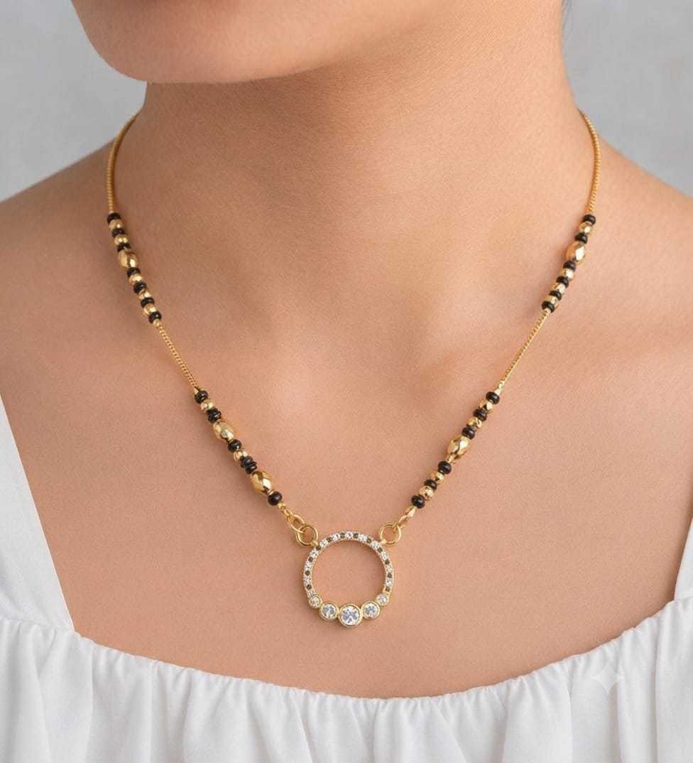 Oval Pendant Mangalsutra with Fine Bead Chain