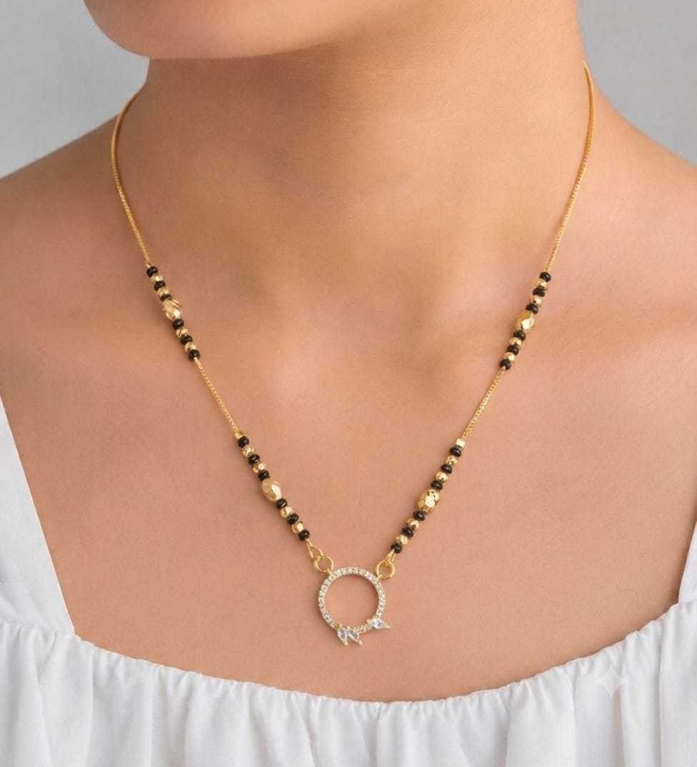 Oval Pendant Mangalsutra with Fine Bead Chain