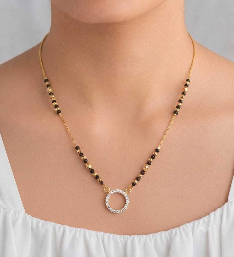 Oval Pendant Mangalsutra with Fine Bead Chain
