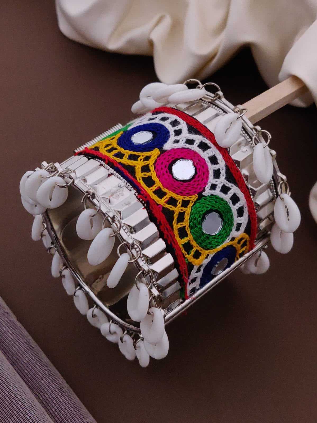Oxidised Festive Kada with Floral Enamel Detailing