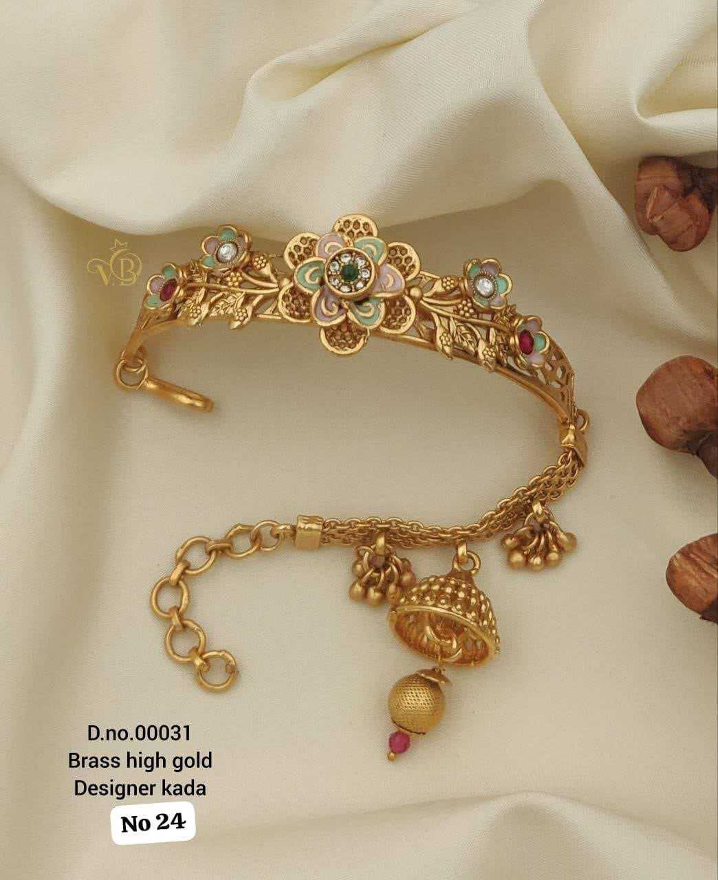 Oxidised Floral Branch Kada with Pastel Enamel
