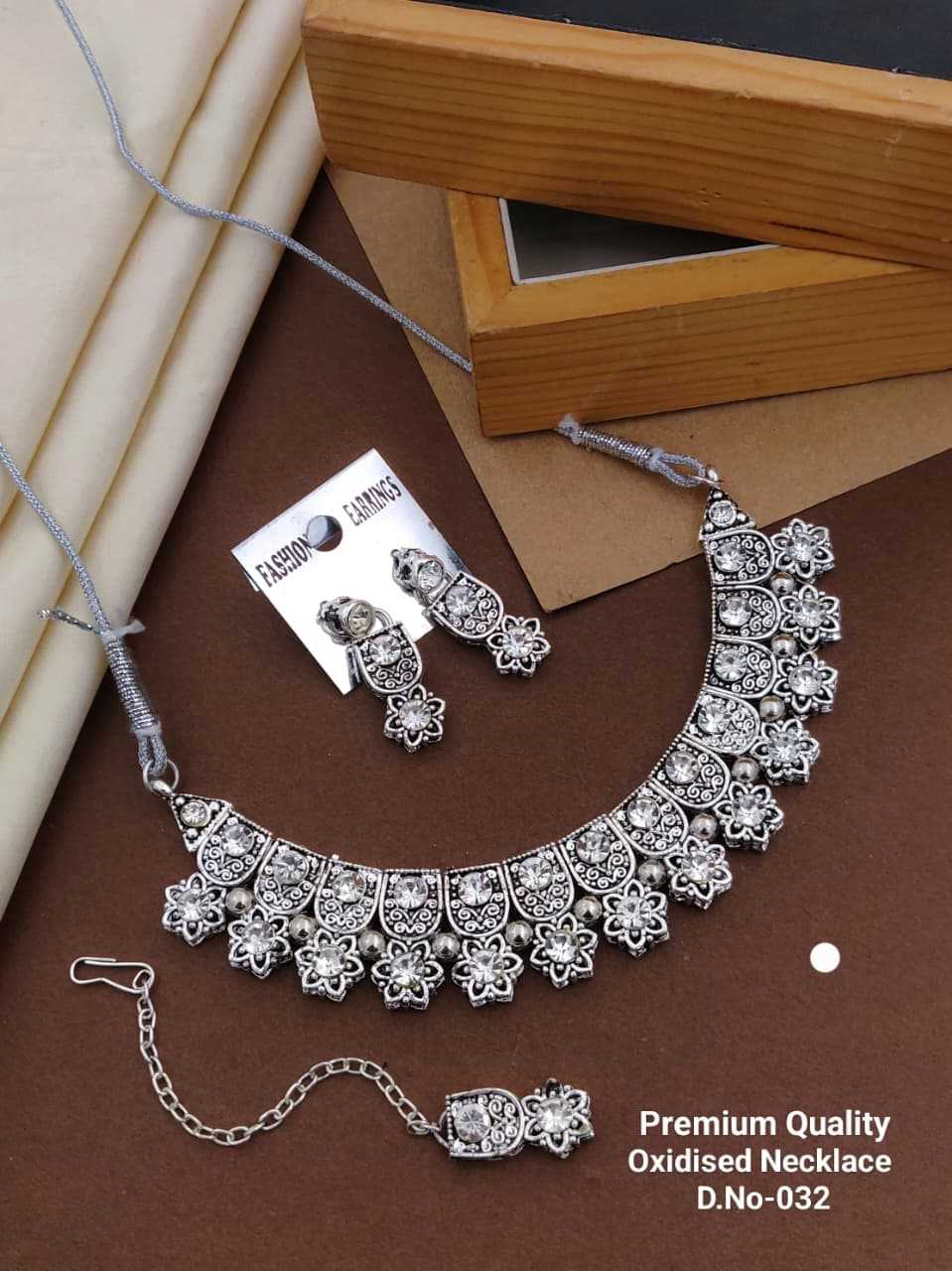 Oxidised Floral Choker Set with Maang Tikka