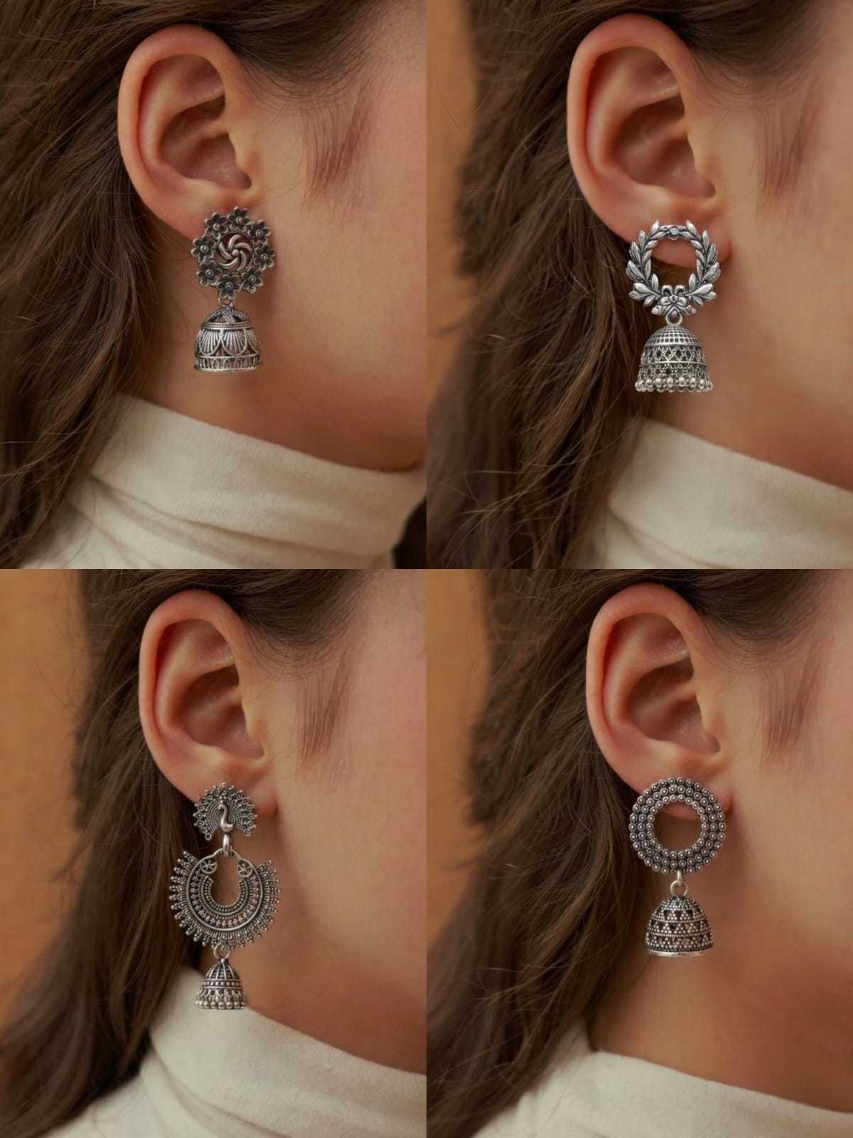 Oxidised German Silver Jhumka Earrings