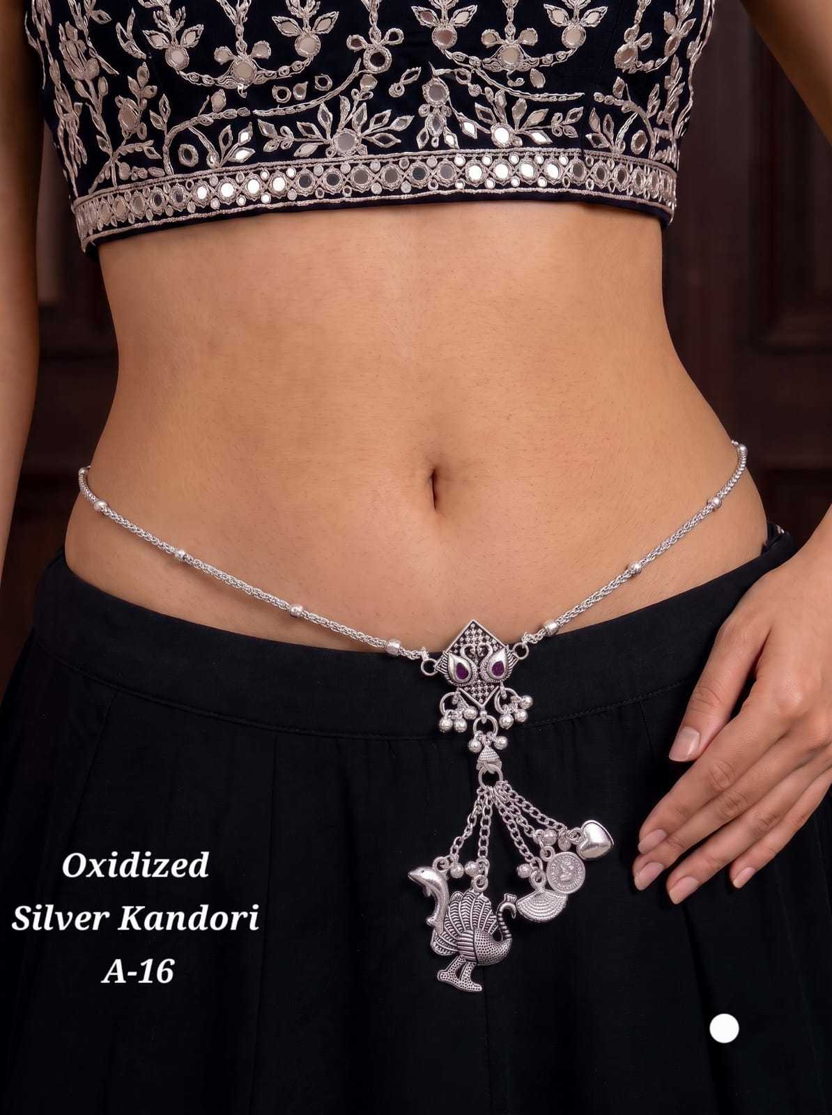 Oxidised Kandori Waist Chain with Charm Tassel Drops