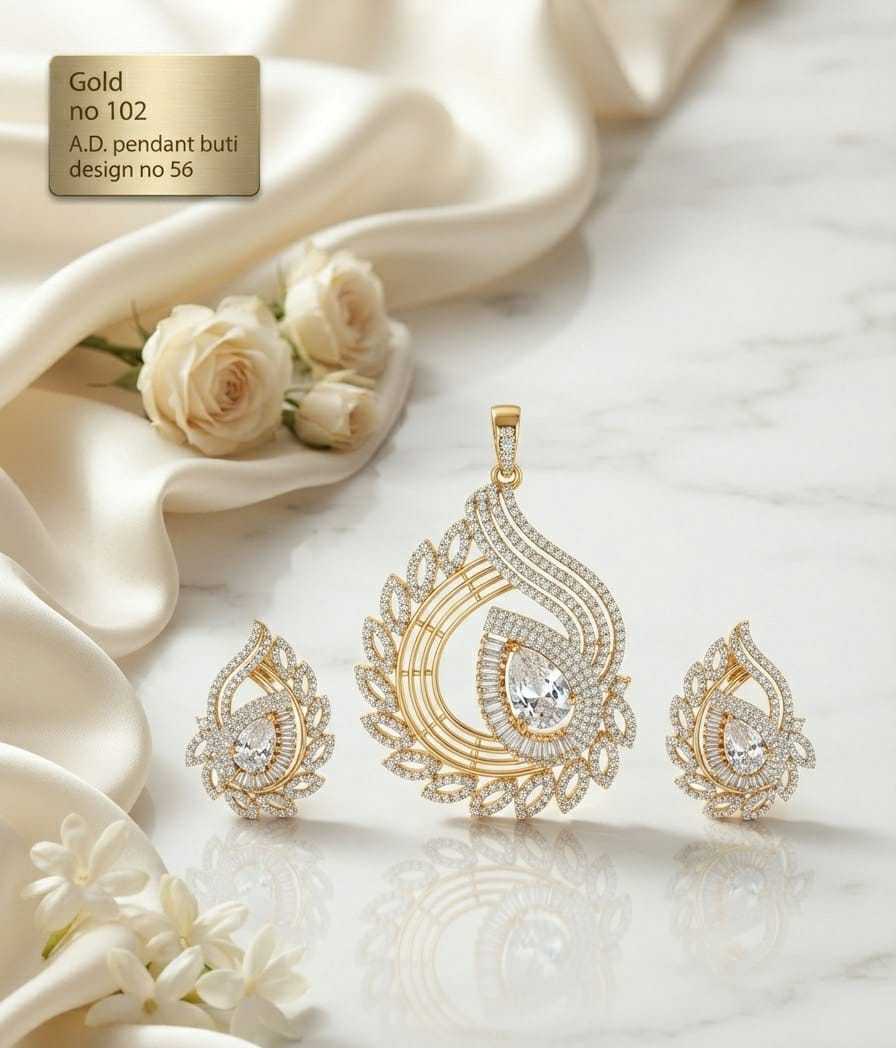 Paisley AD Pendant Set with Pear Stone and Gold Wire Lines