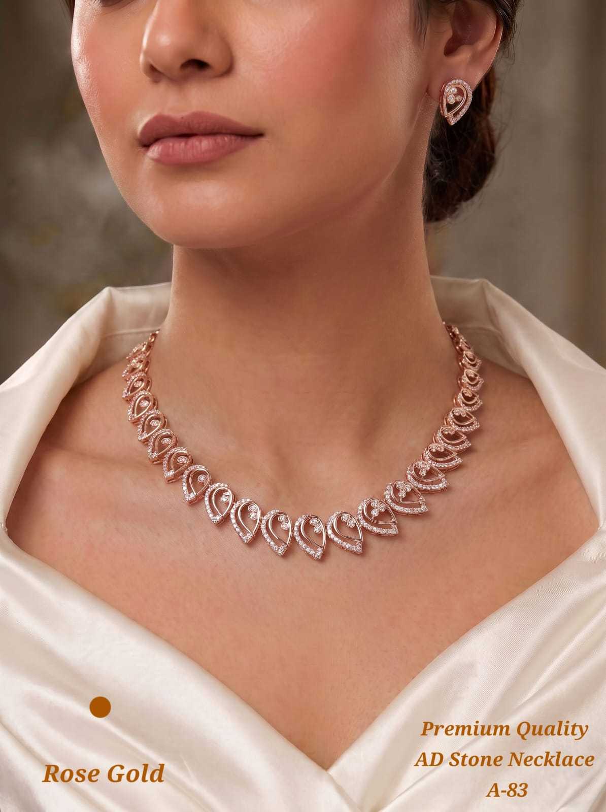 Paisley Leaf Motif Necklace with AD Stones