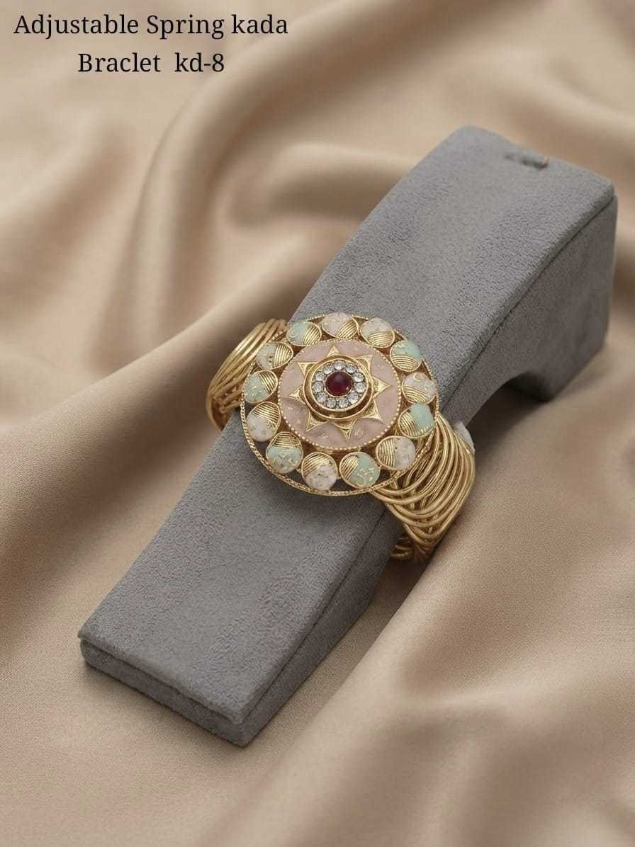 Pastel Enamel Flower Spring Kada with Kundan Centre