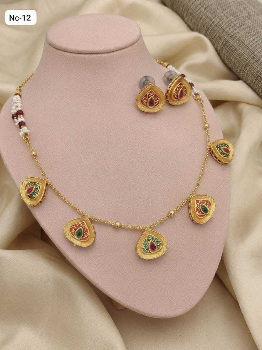Pastel Meenakari Charm Necklace with Studs