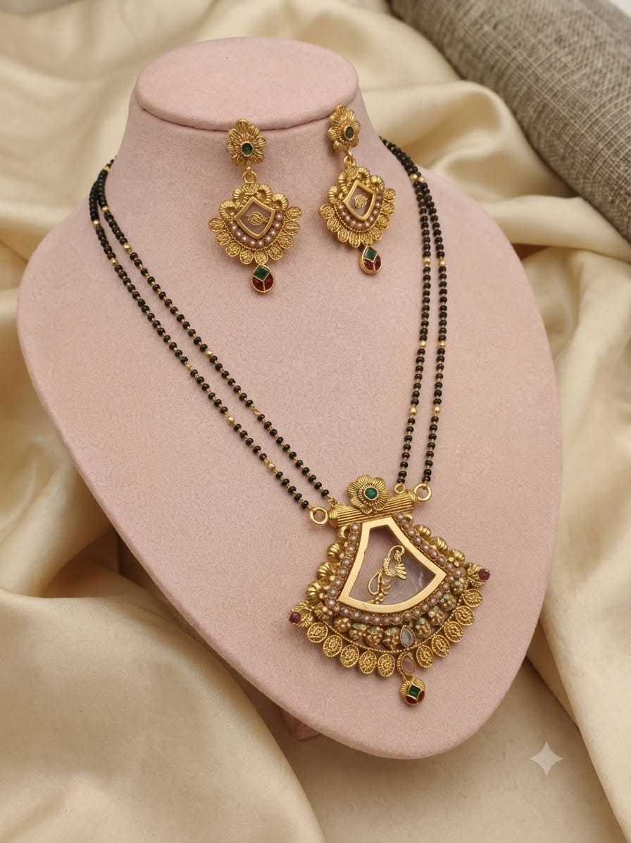 Pastel Meenakari Mangalsutra with Pearl Drops