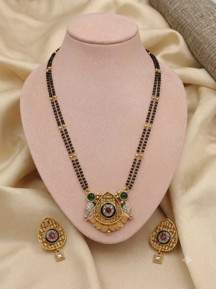 Pastel Meenakari Mangalsutra with Pearl Drops