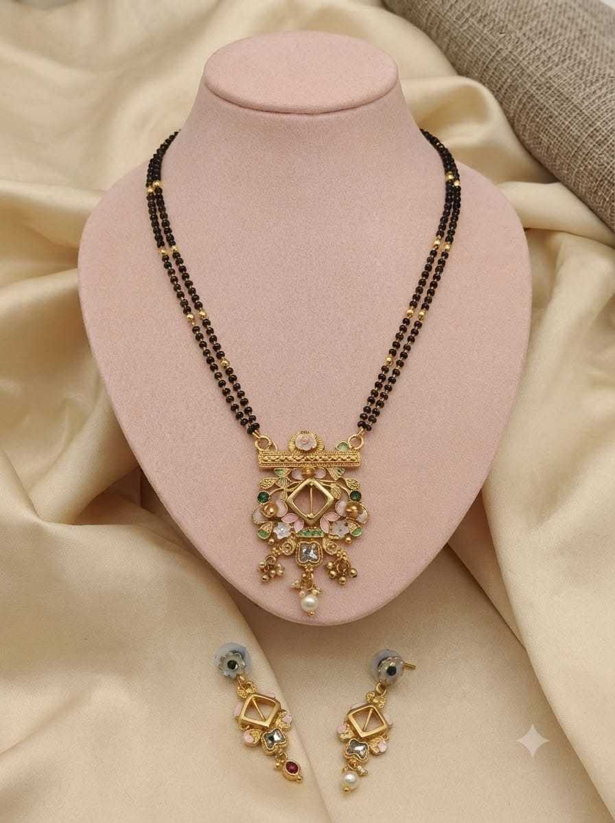 Pastel Meenakari Mangalsutra with Pearl Drops