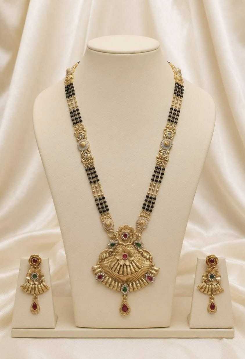 Peacock Motif Mangalsutra with Kundan Stations