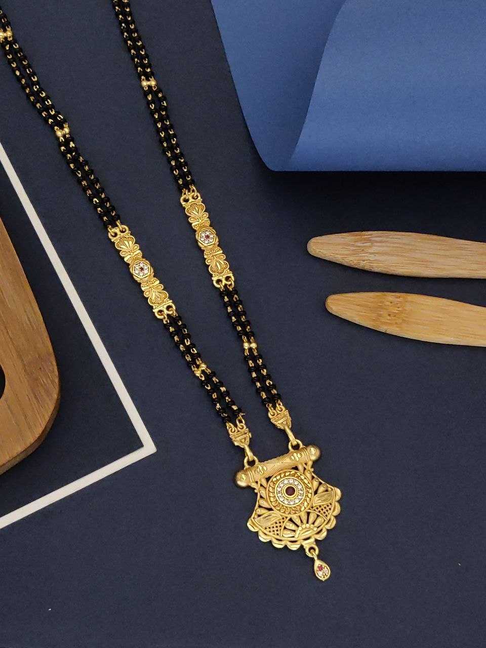Peacock Pendant Long Mangalsutra with Ruby CZ