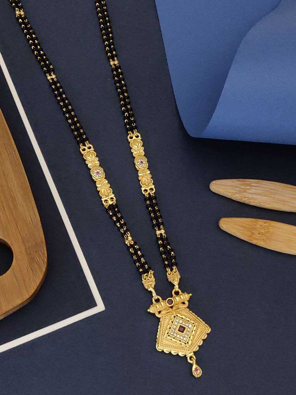 Peacock Pendant Long Mangalsutra with Ruby CZ