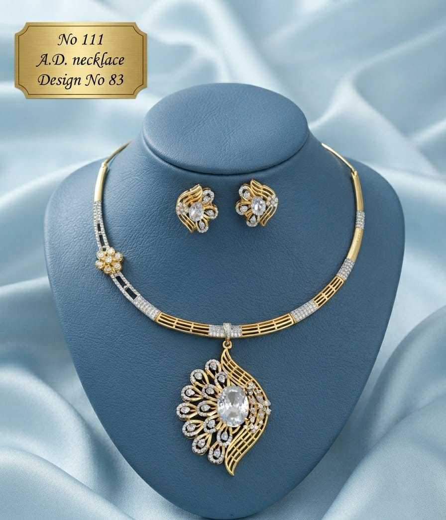 Peacock Swirl AD Hasli Necklace Set with Ruby, White or Blue Stone