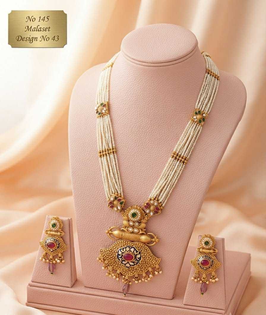 Pearl Rani Haar with Meenakari Ruby Pendant and Pink Drops