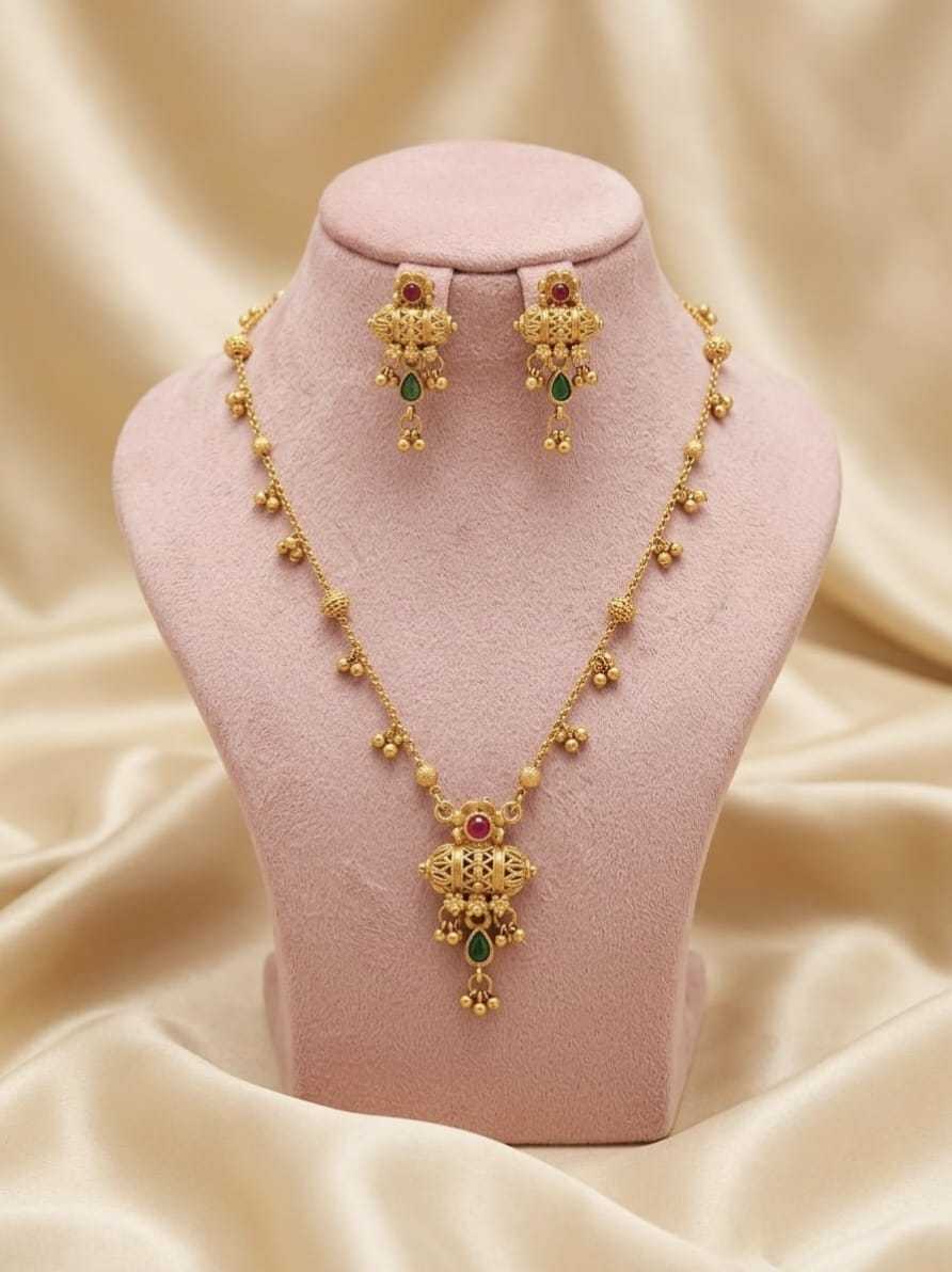 Pearl Strand Necklace with Ruby Pendant Set